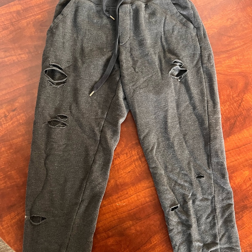Aerie Black Distressed Joggers